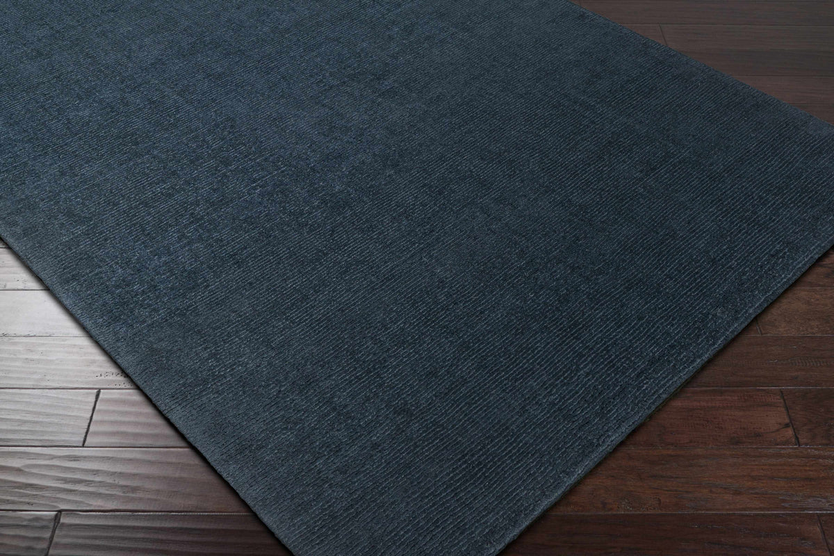 Brockton Solid Dark Blue Wool Rug
