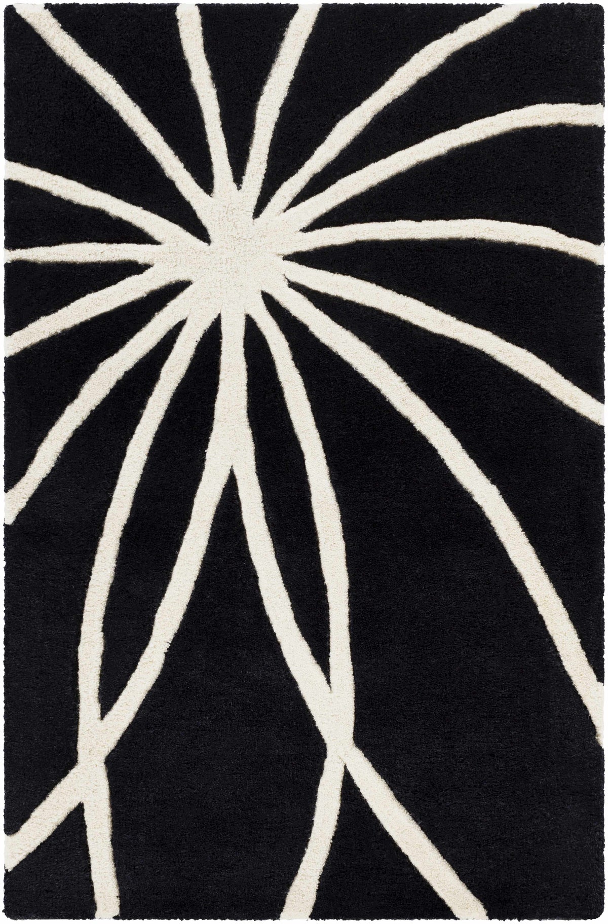 Davison Black Geometric Wool Carpet