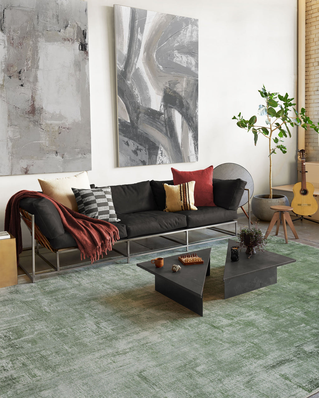 Impasto Sage Green Flatwoven Rug