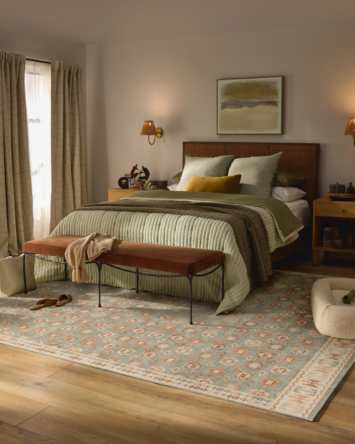 Indira Sage & Terracotta Flatwoven Rug