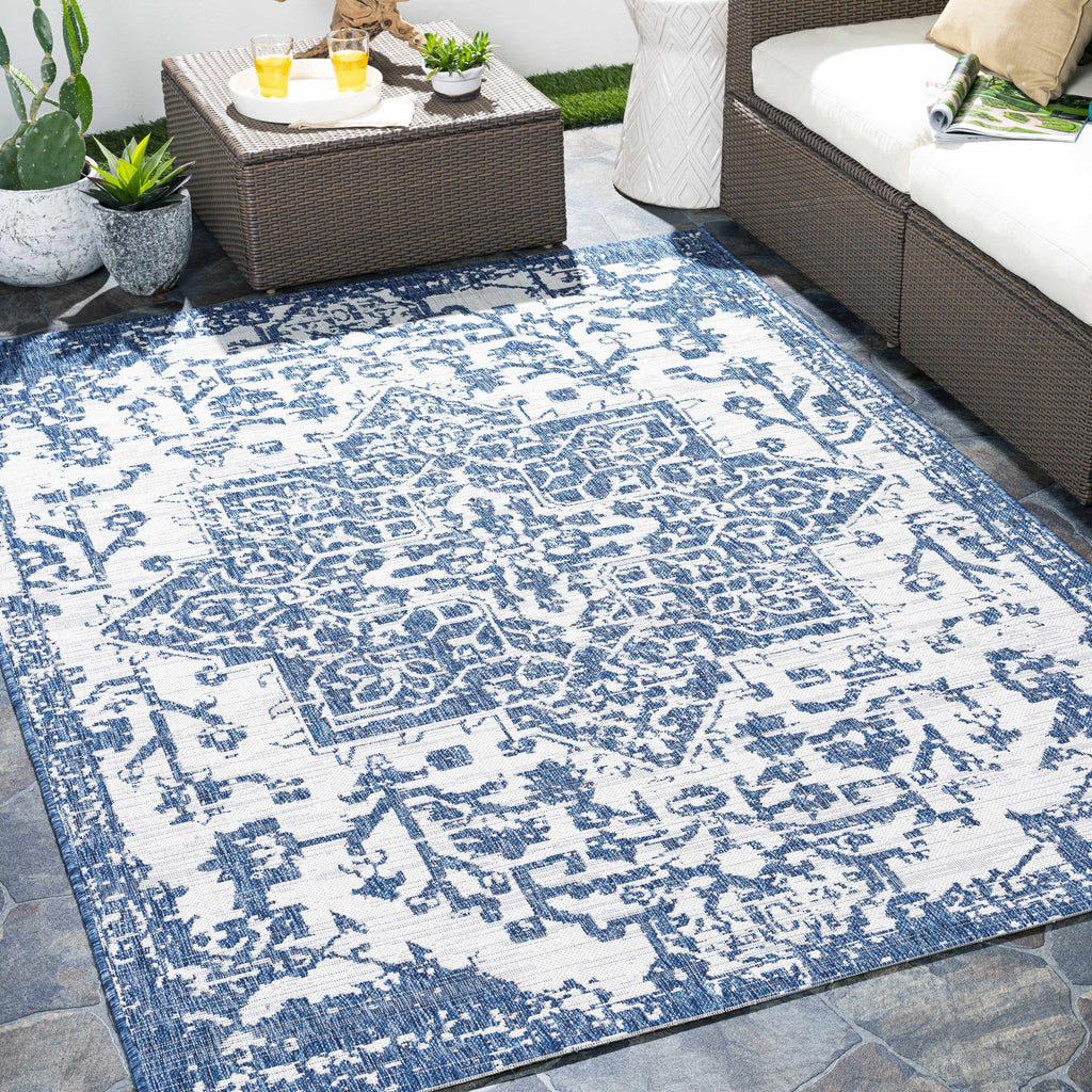 Dark Blue Kilmacolm Indoor & Outdoor Area Rug - Clearance