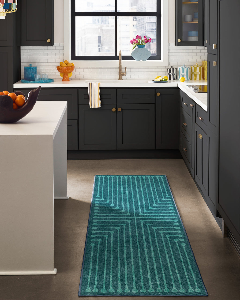 Inkdrop Blue & Teal Flatwoven Rug by Jonathan Adler