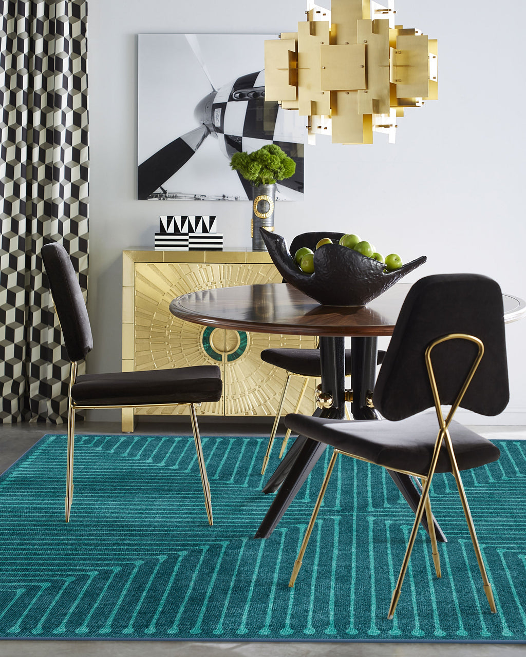 Inkdrop Blue & Teal Flatwoven Rug by Jonathan Adler
