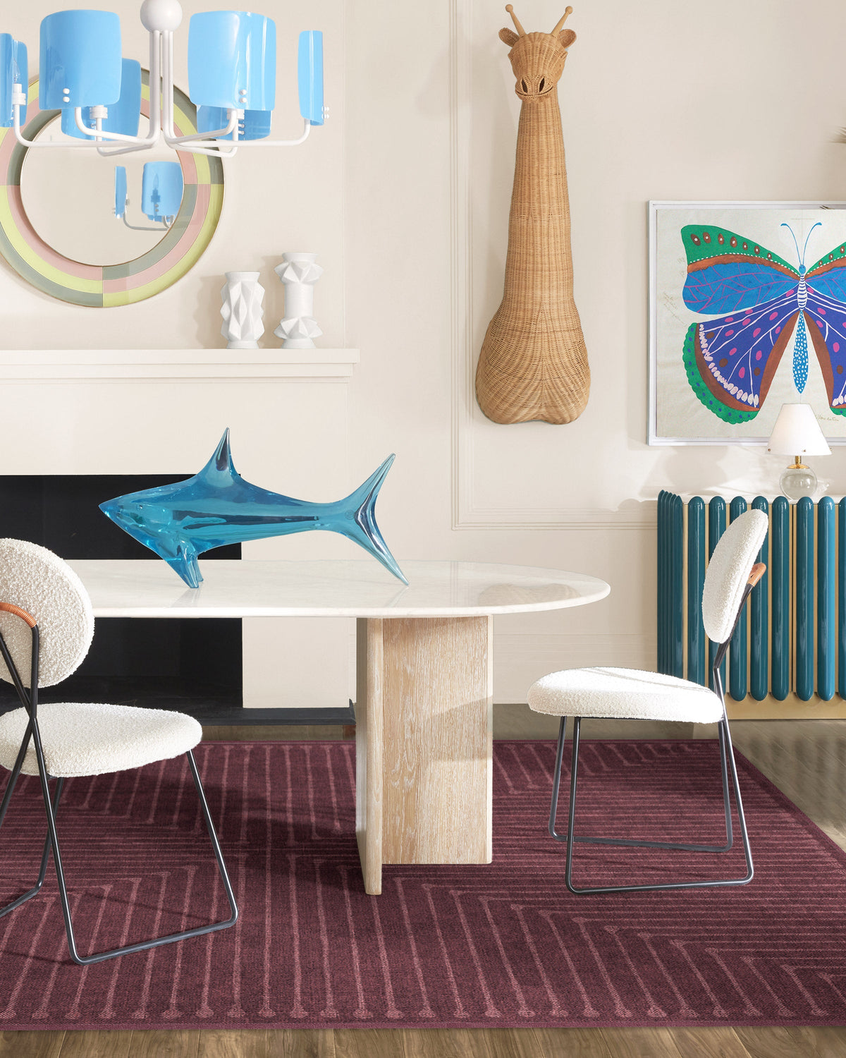 Inkdrop Burgundy Flatwoven Rug by Jonathan Adler