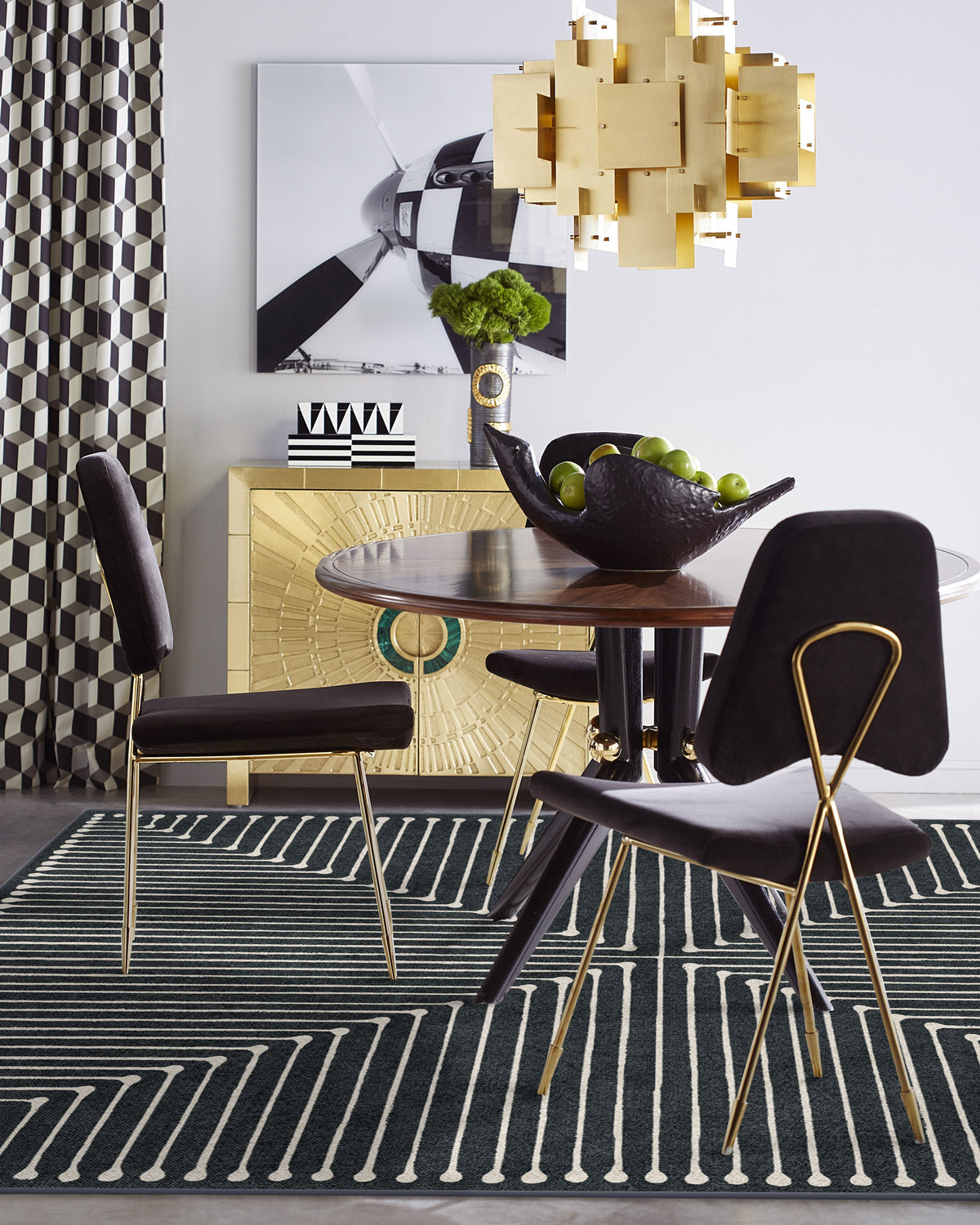 Inkdrop Charcoal Flatwoven Rug by Jonathan Adler