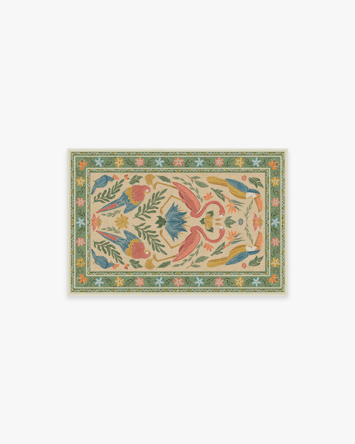 Birds Of A Feather Green & Peach Rug by Iris Apfel