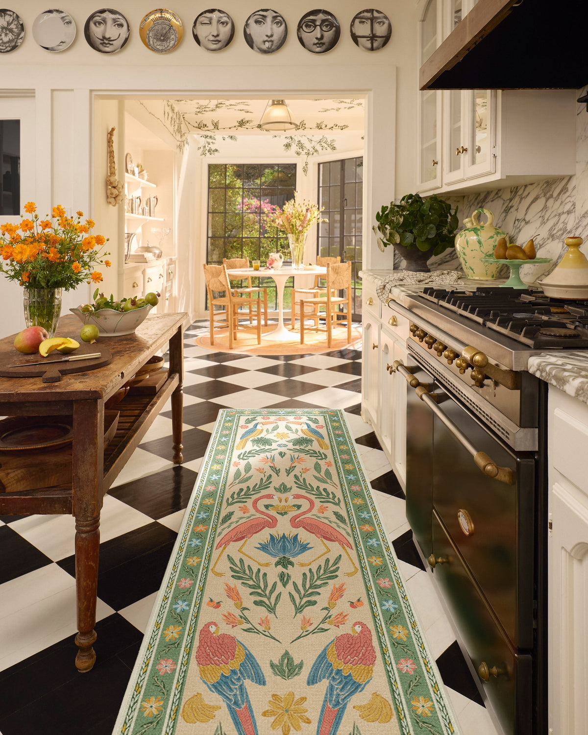 Birds Of A Feather Green & Peach Rug by Iris Apfel