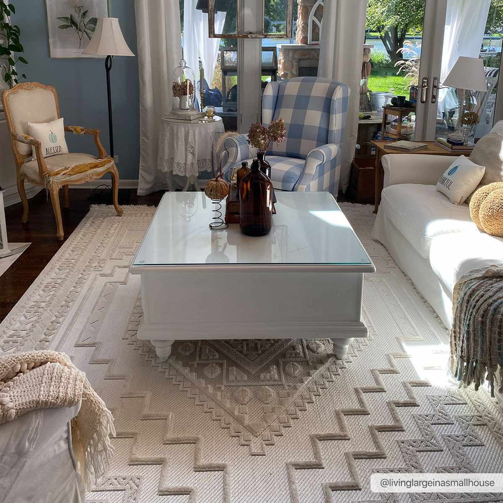 Ivory Alya 3D Medallion Fringe @Area Rug - Clearance