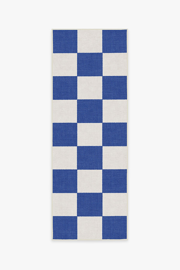 Jaque Checkered Blue Outdoor Rug
