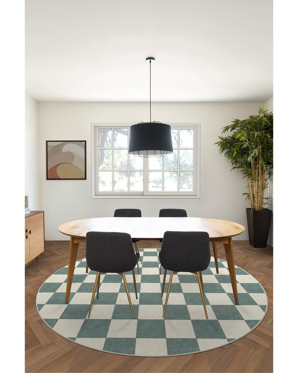 Jaque Checkered Slate Green Flatwoven Rug