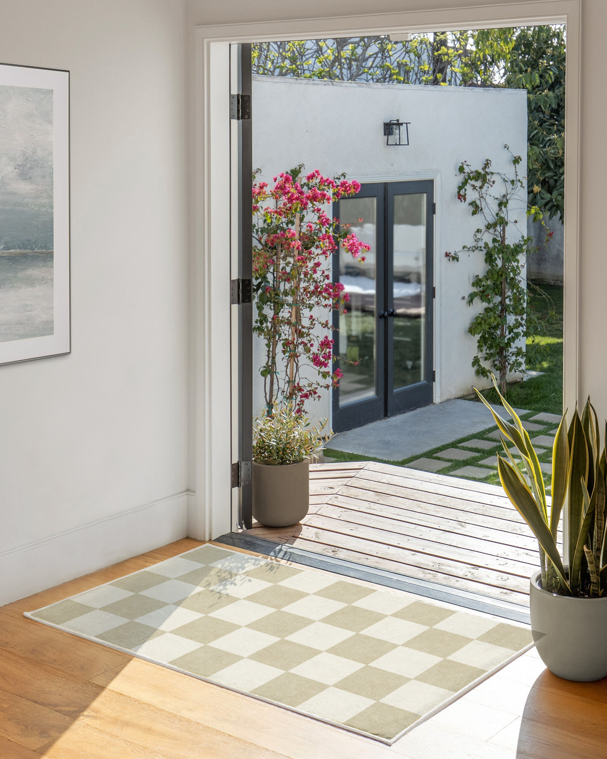 Jaque Checkered Stone Flatwoven Rug