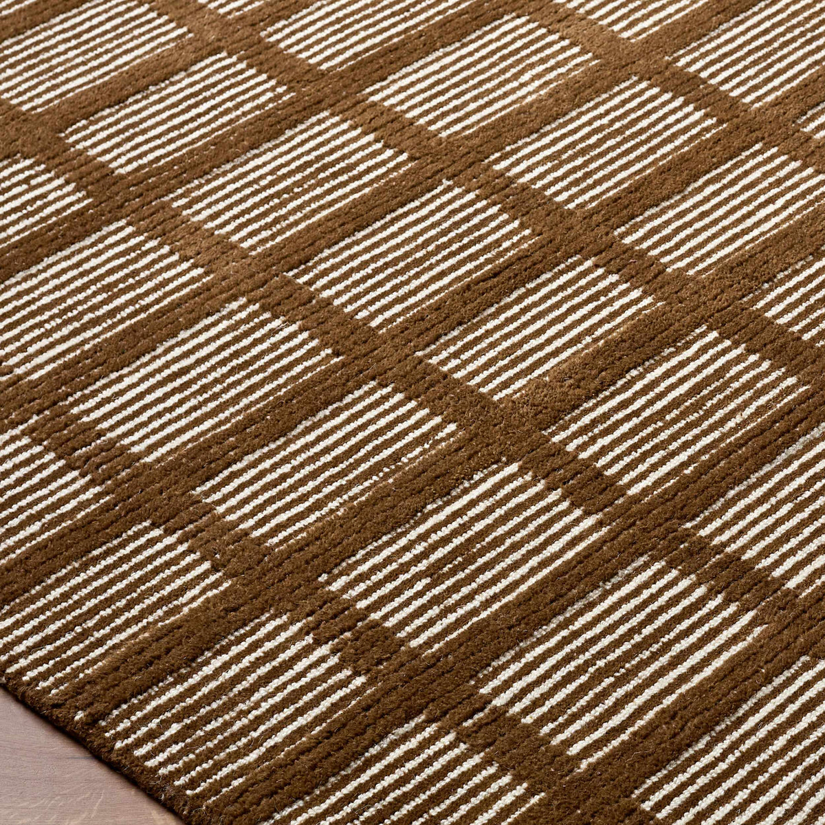 Pumoma Brown Modern Minimalist Handmade Area Rug
