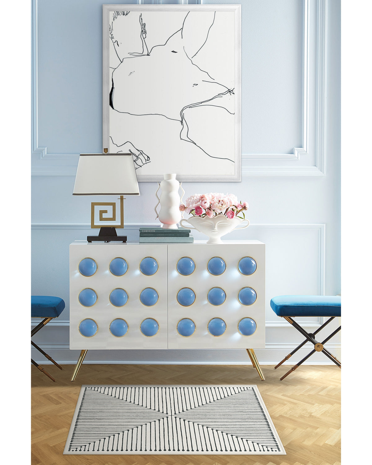 Inkdrop Black & Ivory Rug by Jonathan Adler