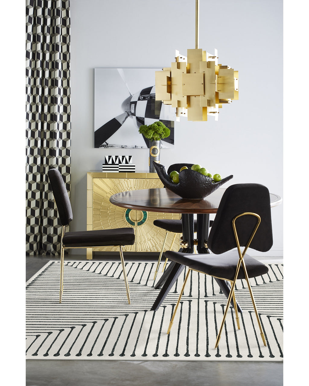 Inkdrop Black & Ivory Rug by Jonathan Adler