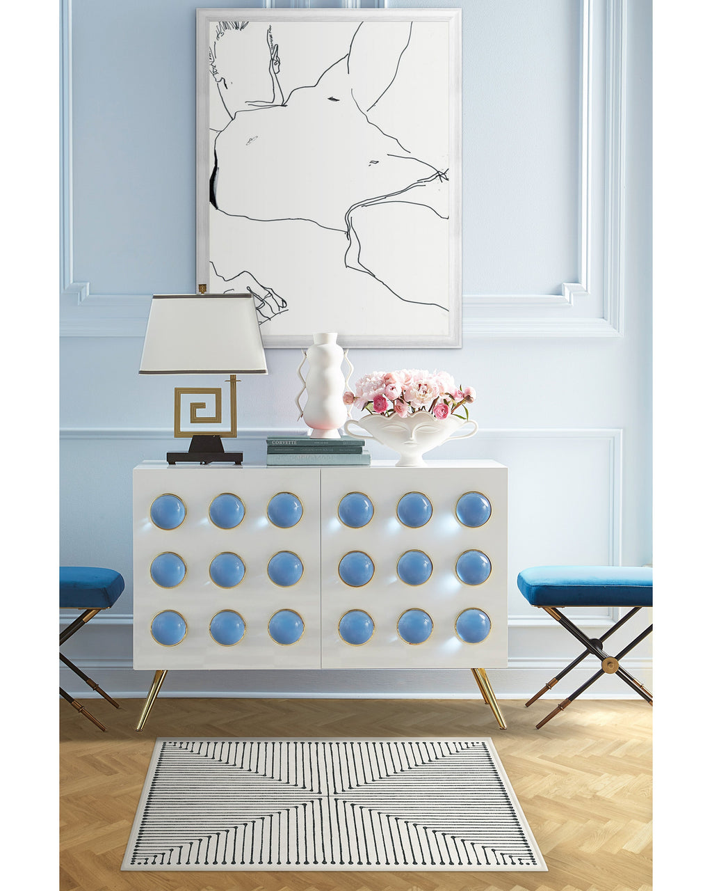 Inkdrop Black & Ivory Flatwoven Rug by Jonathan Adler