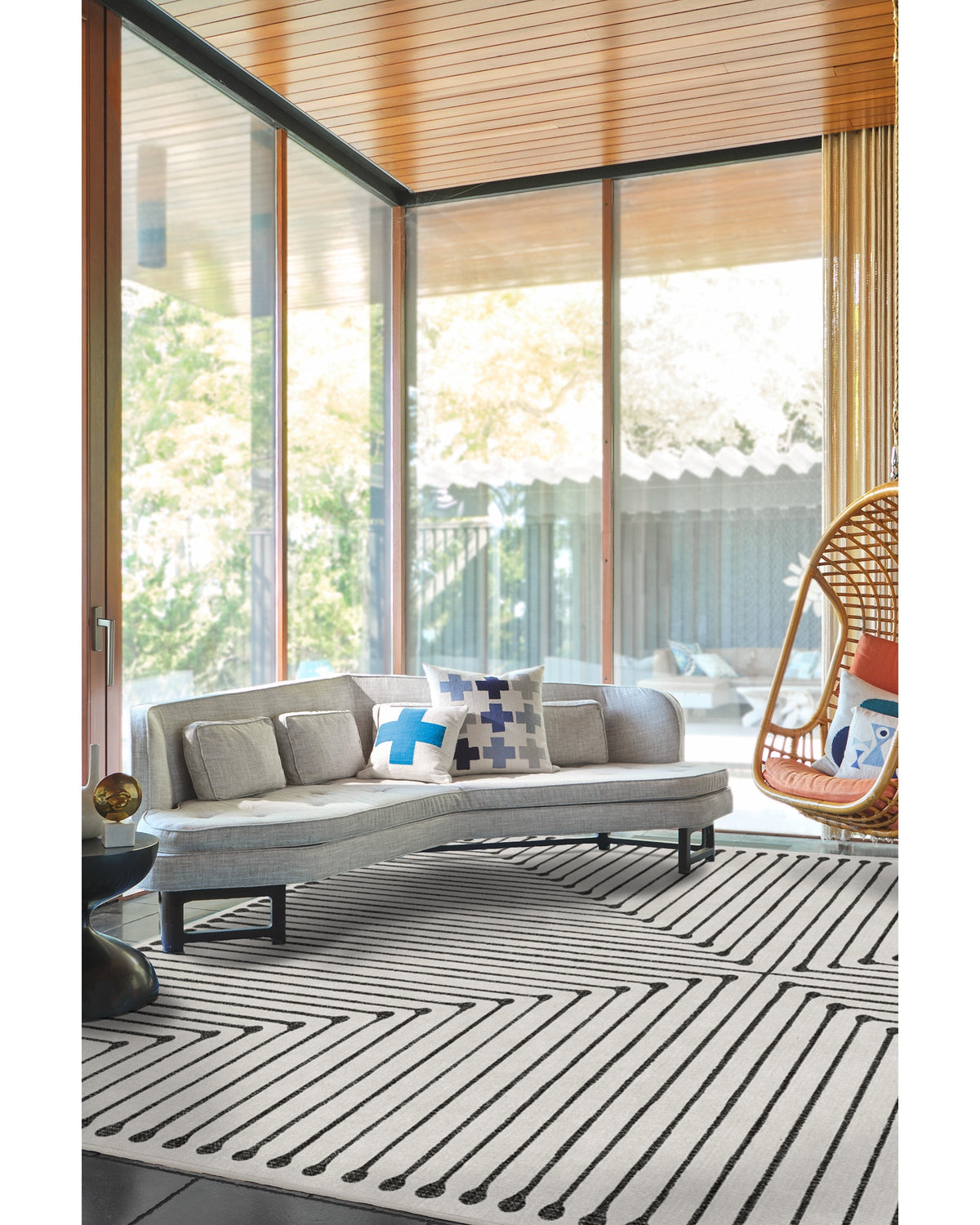 Inkdrop Black & Ivory Flatwoven Rug by Jonathan Adler