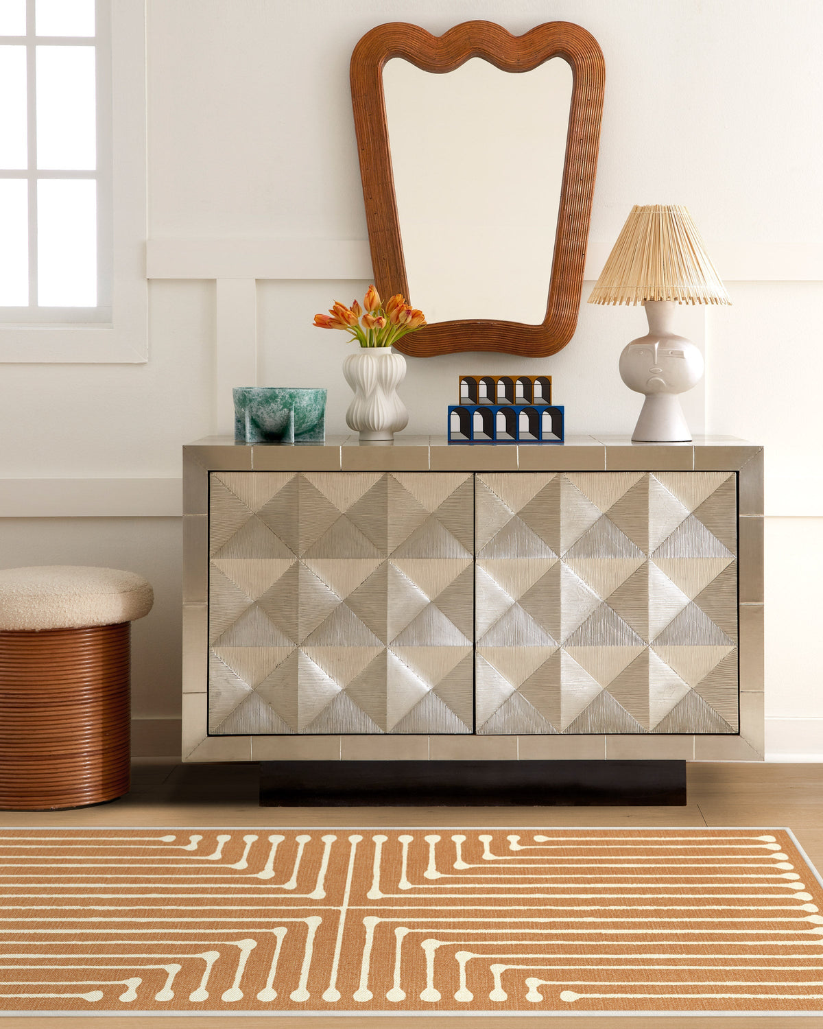 Inkdrop Copper Flatwoven Rug by Jonathan Adler