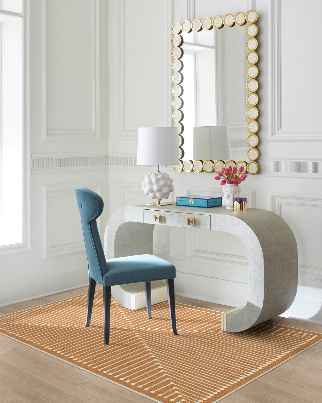 Inkdrop Copper Flatwoven Rug by Jonathan Adler