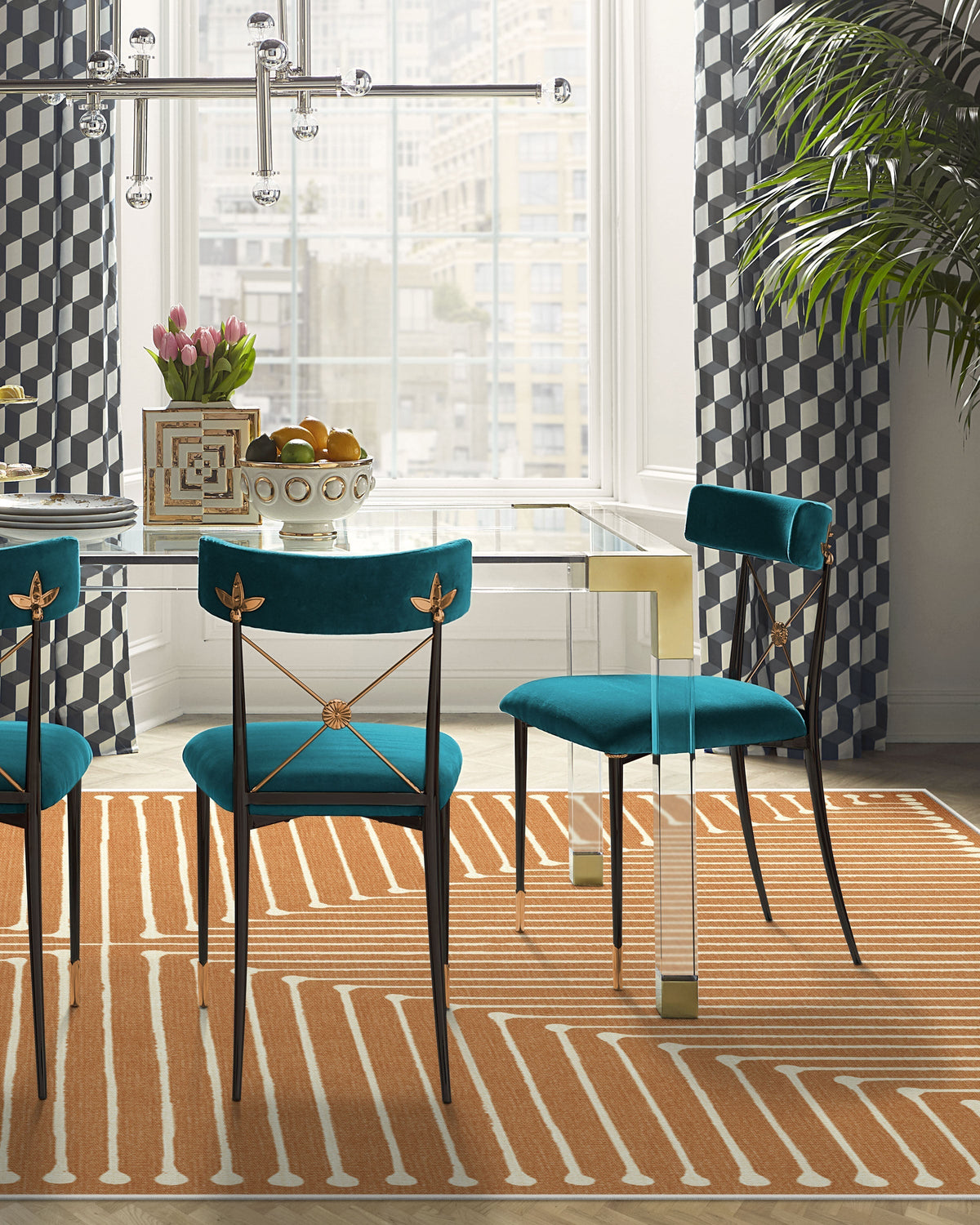 Inkdrop Copper Flatwoven Rug by Jonathan Adler