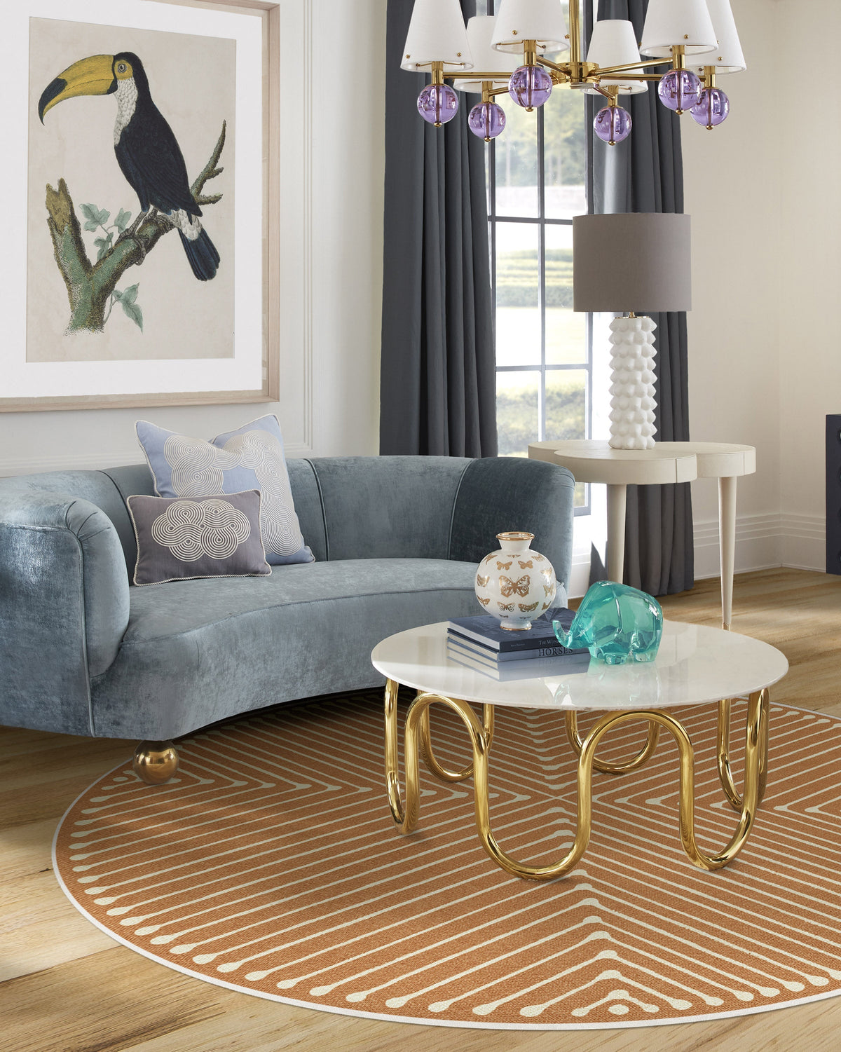 Inkdrop Copper Flatwoven Rug by Jonathan Adler