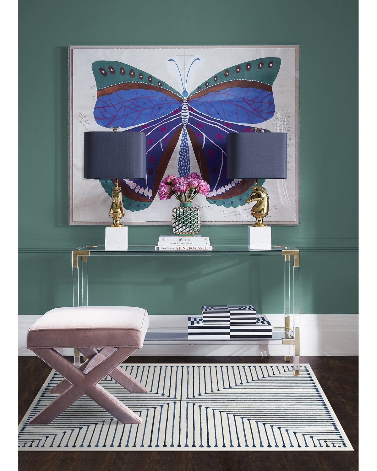 Inkdrop Slate Blue Rug by Jonathan Adler