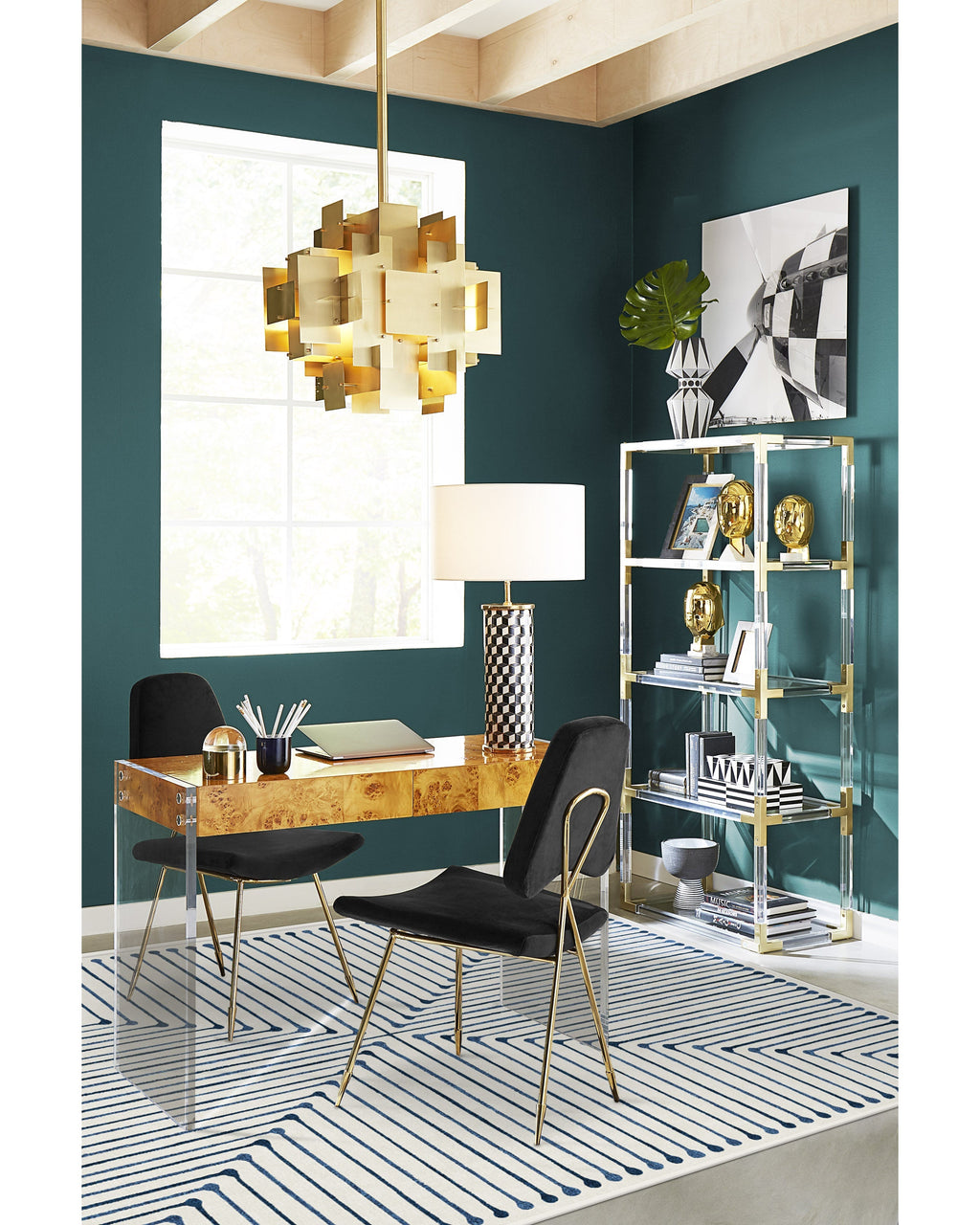 Inkdrop Slate Blue Flatwoven Rug by Jonathan Adler