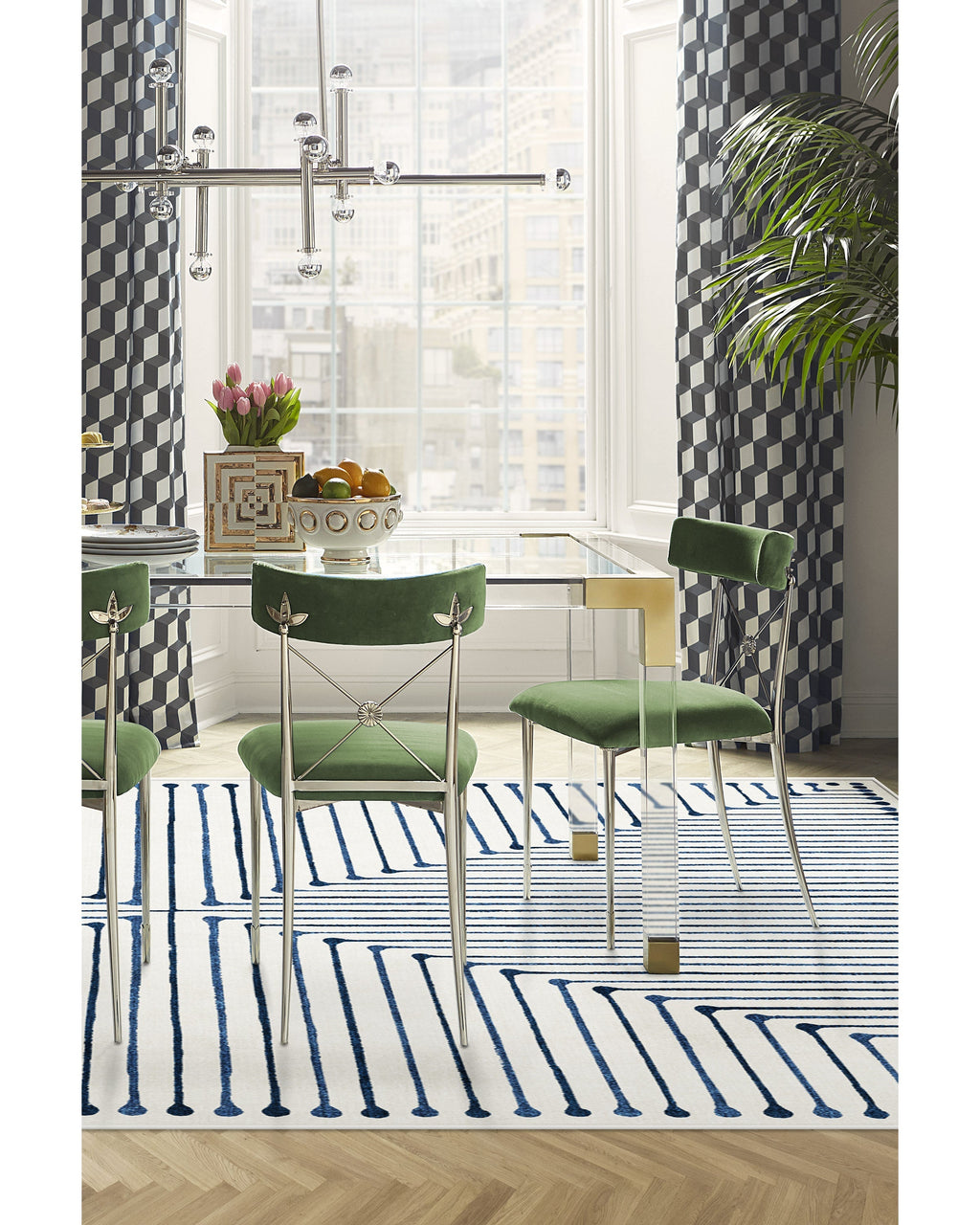 Inkdrop Slate Blue Flatwoven Rug by Jonathan Adler