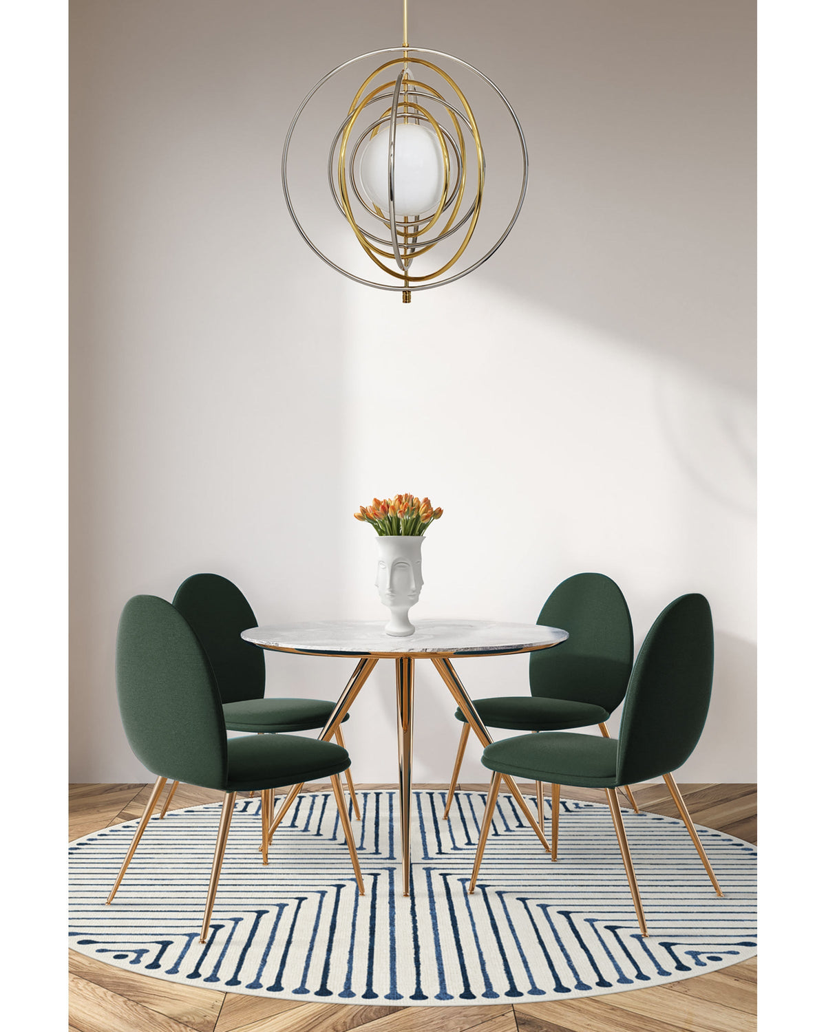 Inkdrop Slate Blue Flatwoven Rug by Jonathan Adler