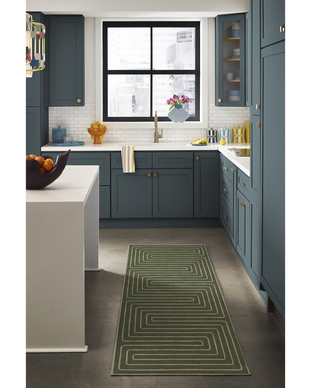 Labyrinth Fern Green Flatwoven Rug by Jonathan Adler