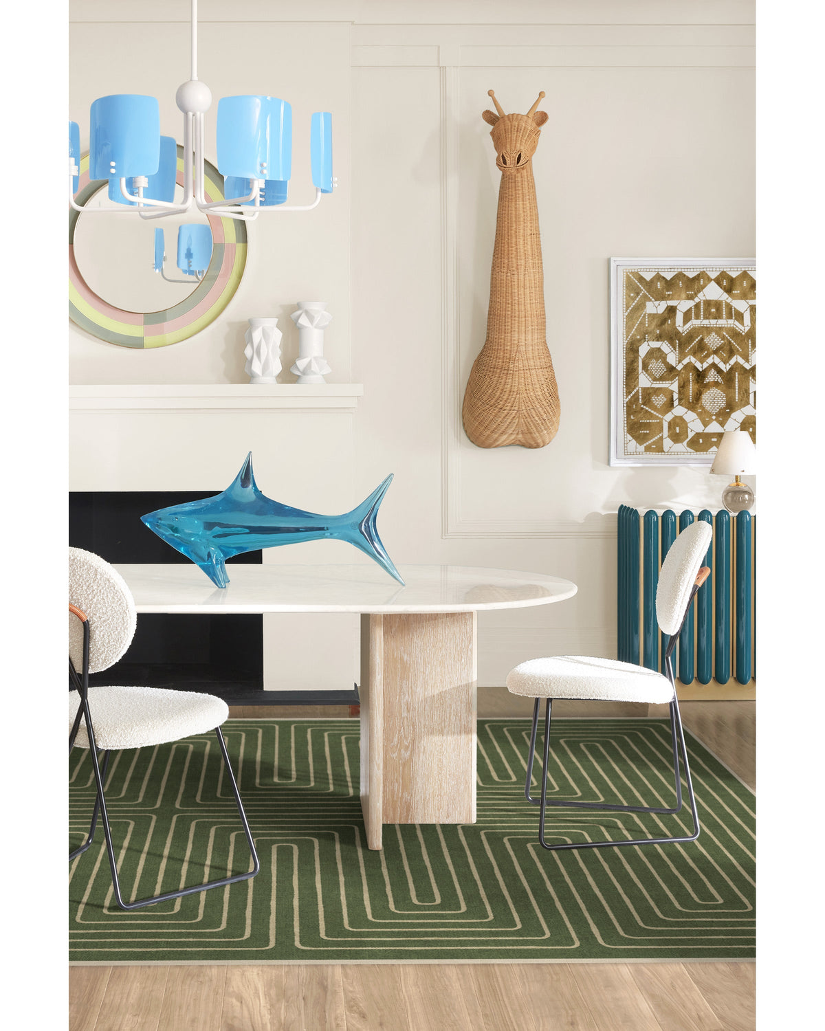Labyrinth Fern Green Flatwoven Rug by Jonathan Adler