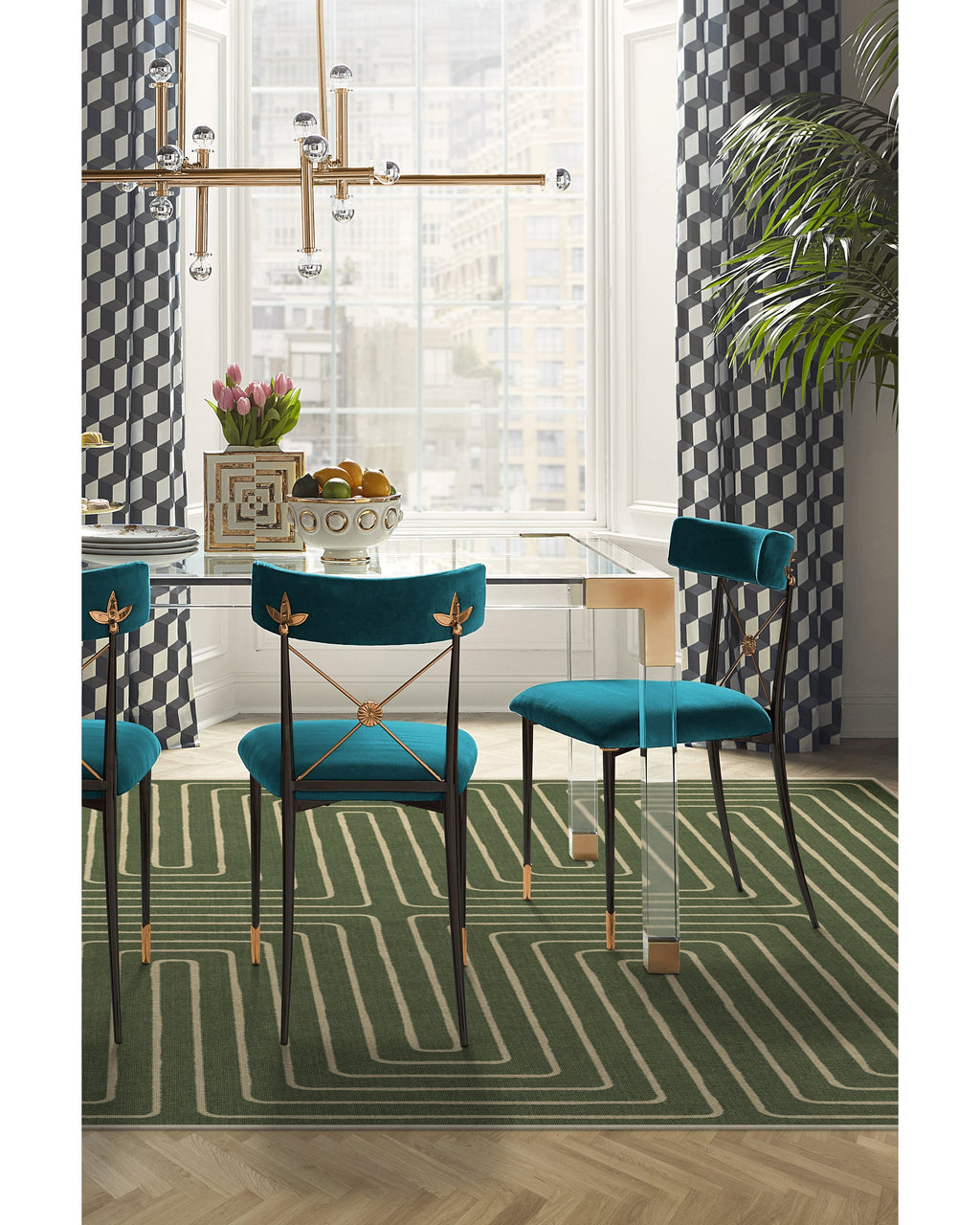 Labyrinth Fern Green Flatwoven Rug by Jonathan Adler