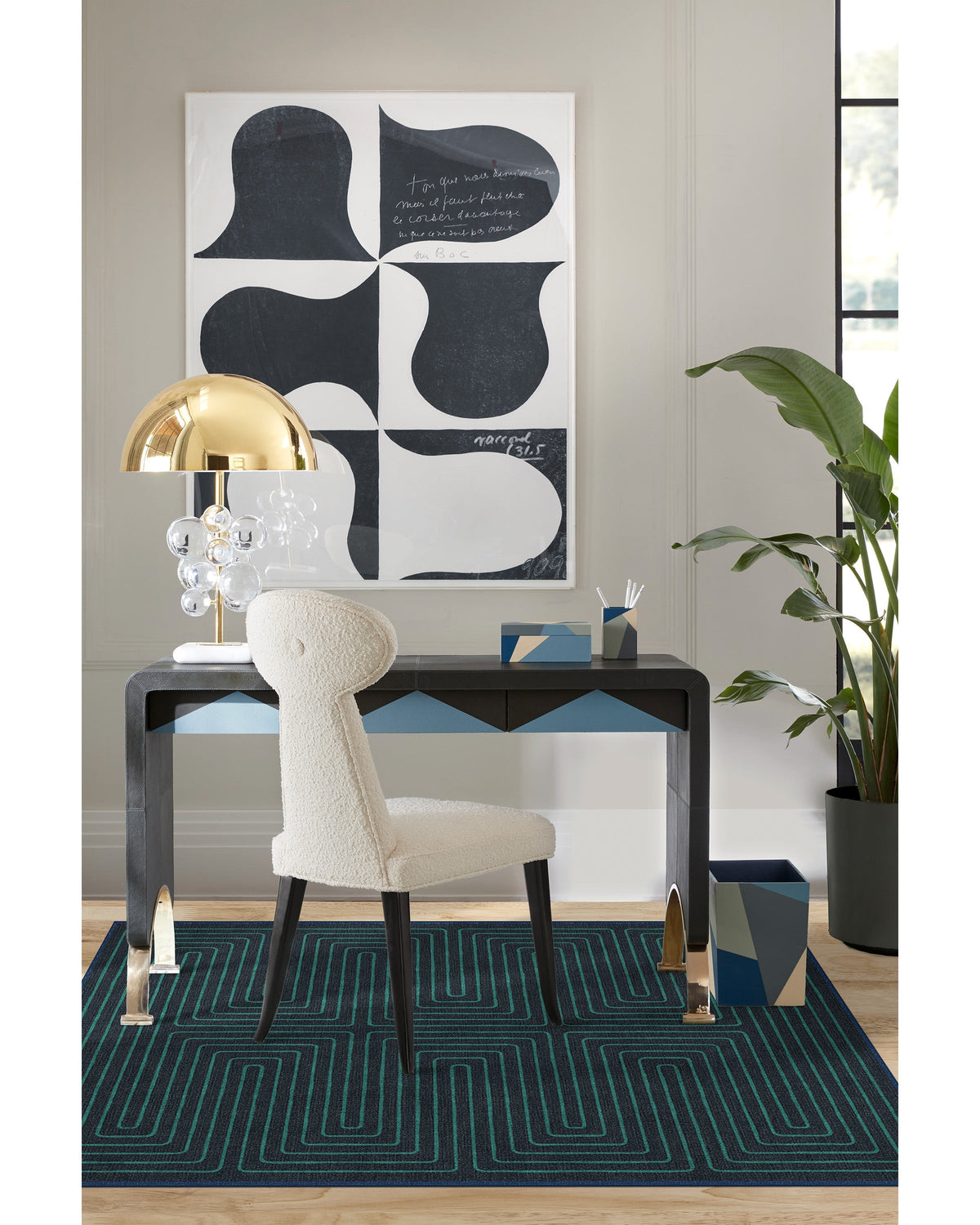 Labyrinth Navy & Teal Rug by Jonathan Adler