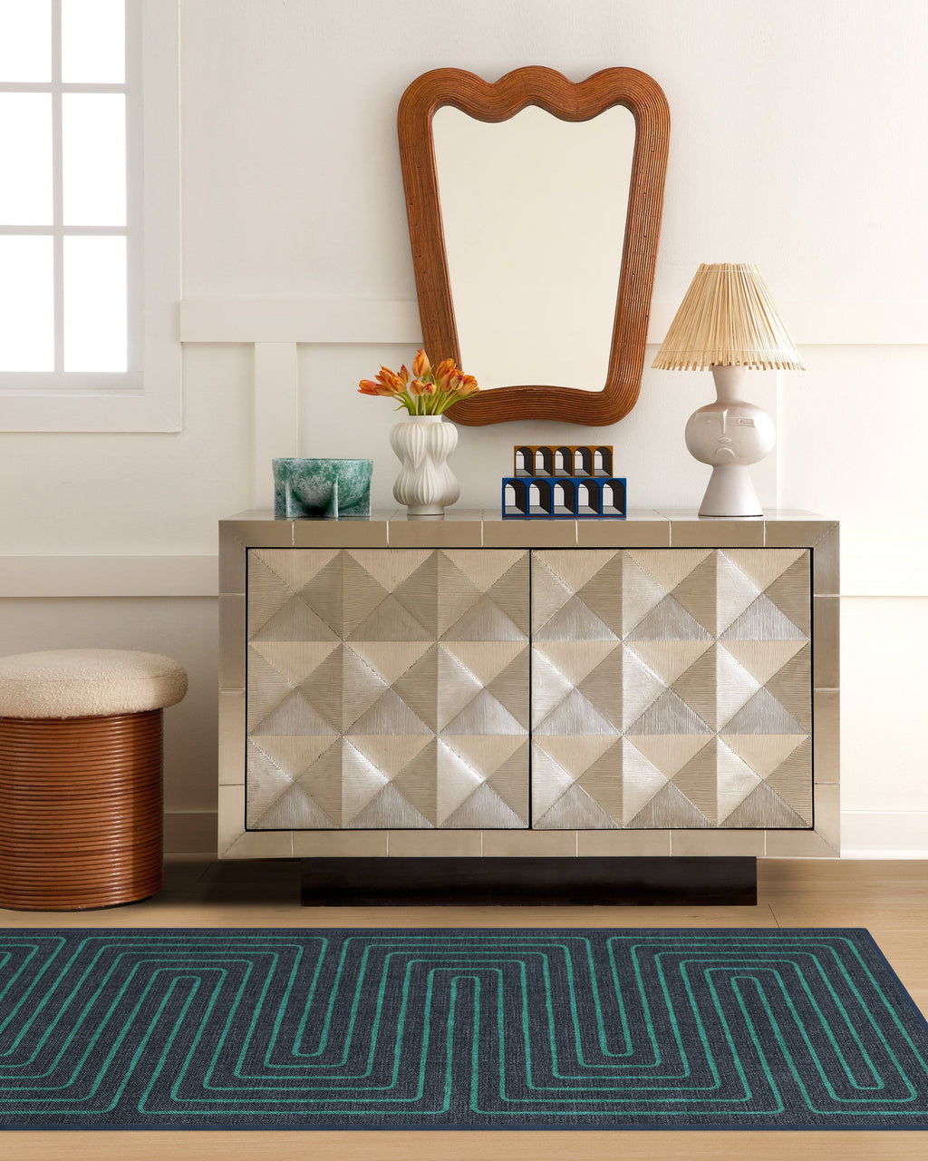 Labyrinth Navy & Teal Rug by Jonathan Adler