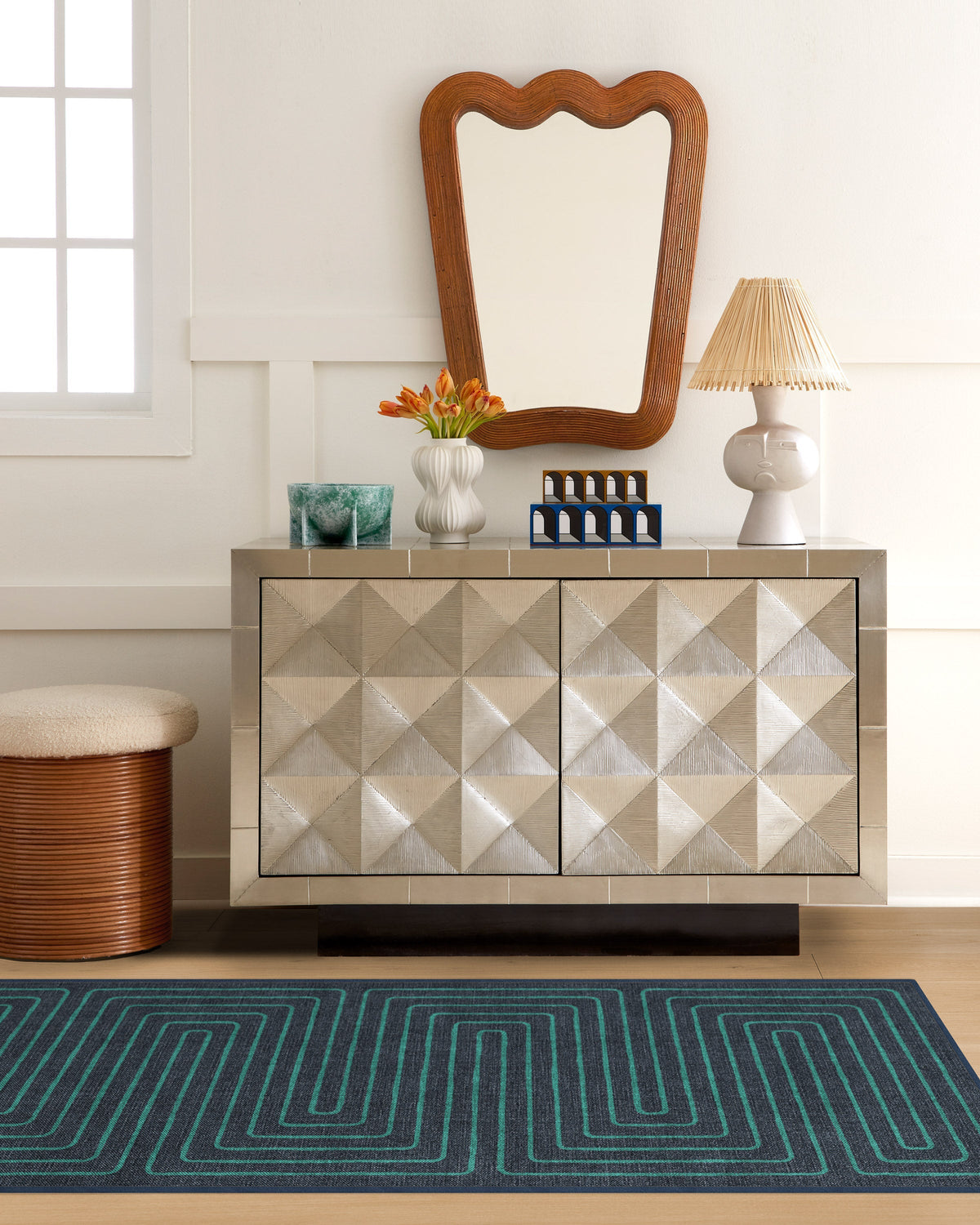 Labyrinth Navy & Teal Rug by Jonathan Adler