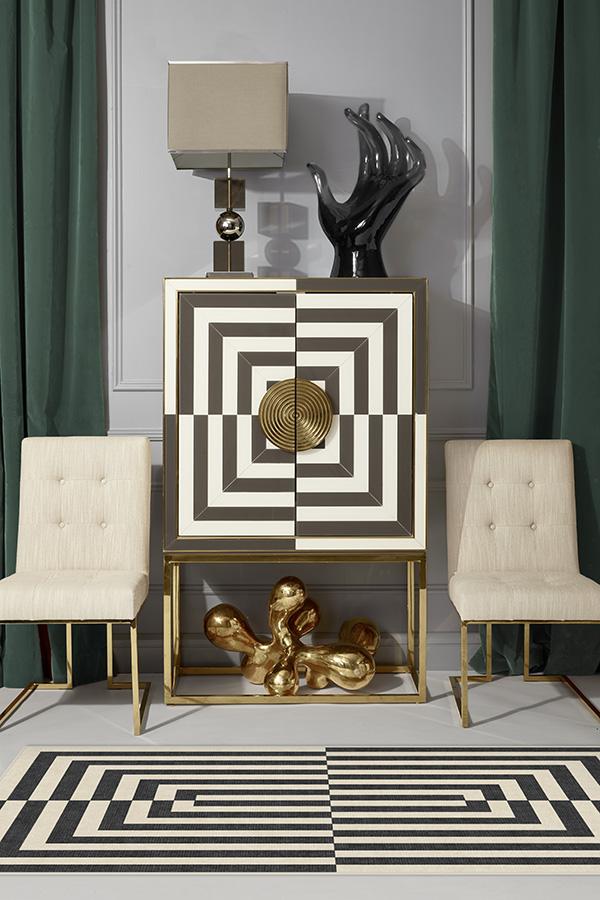 Op Art Charcoal Rug by Jonathan Adler