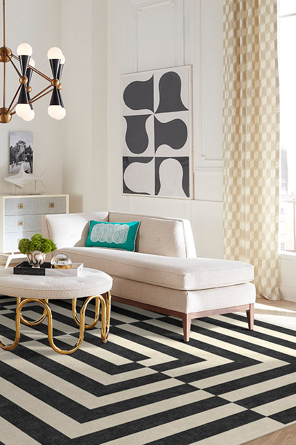 Op Art Charcoal Rug by Jonathan Adler