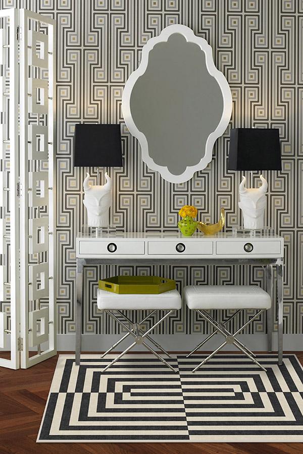 Op Art Charcoal Flatwoven Rug by Jonathan Adler