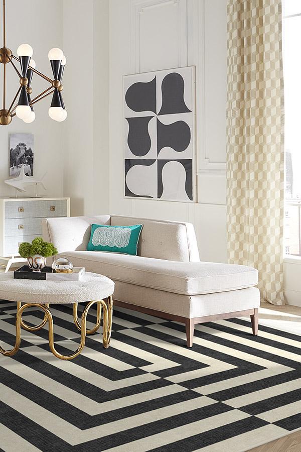 Op Art Charcoal Flatwoven Rug by Jonathan Adler