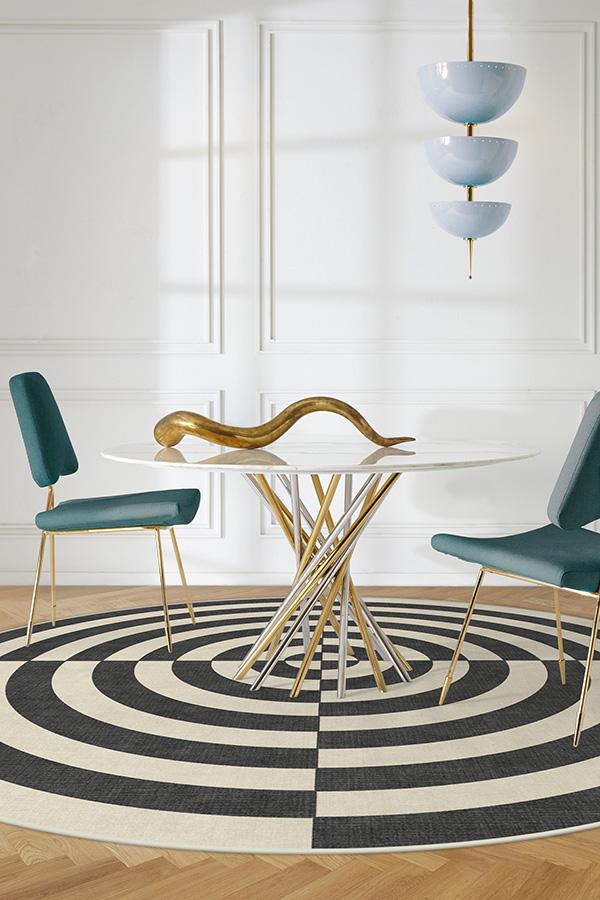 Op Art Charcoal Flatwoven Rug by Jonathan Adler