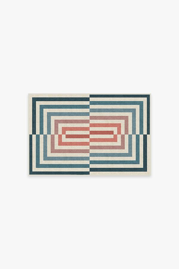 Op Art Teal Flatwoven Rug by Jonathan Adler
