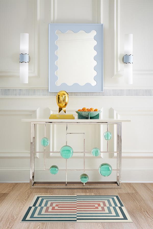 Op Art Teal Flatwoven Rug by Jonathan Adler