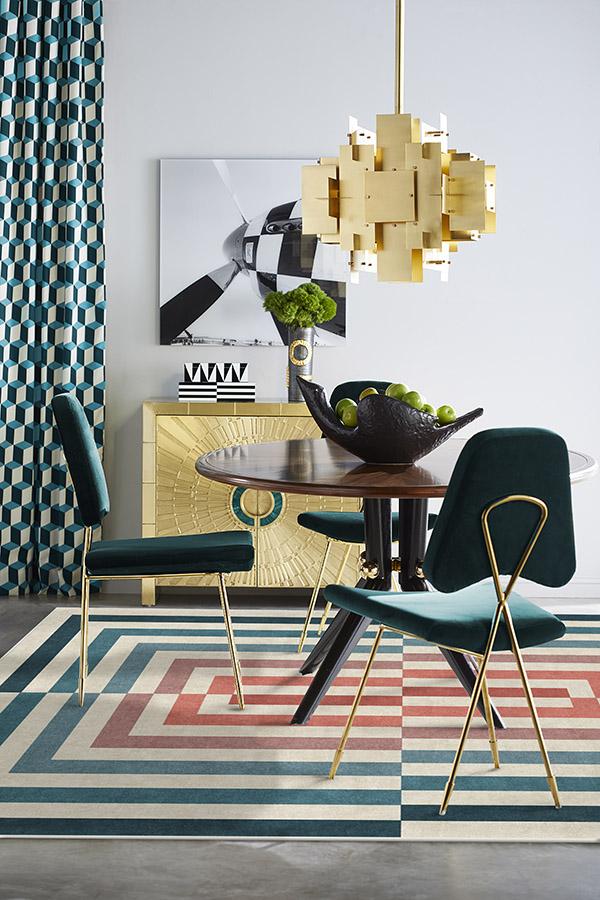 Op Art Teal Flatwoven Rug by Jonathan Adler