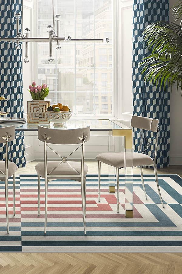 Op Art Teal Flatwoven Rug by Jonathan Adler