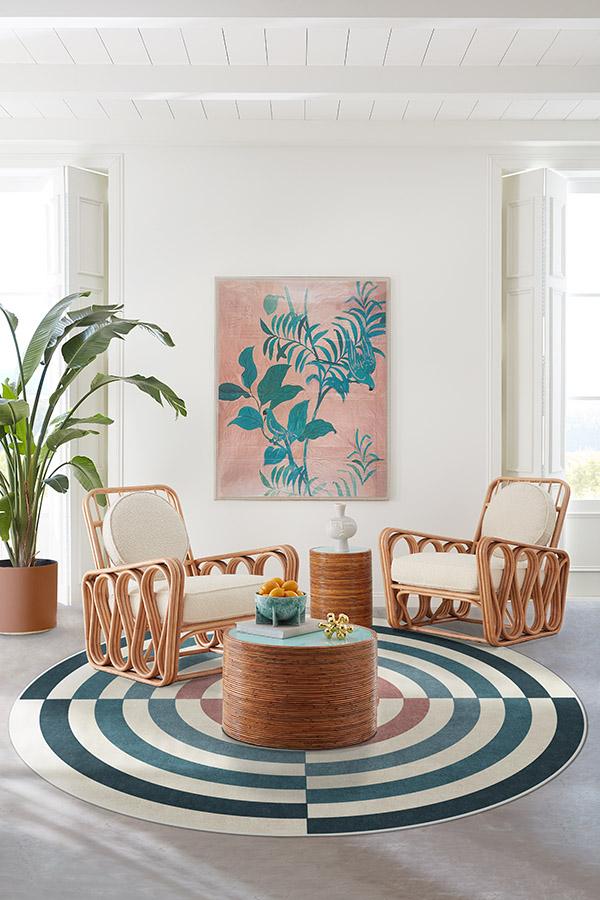 Op Art Teal Flatwoven Rug by Jonathan Adler