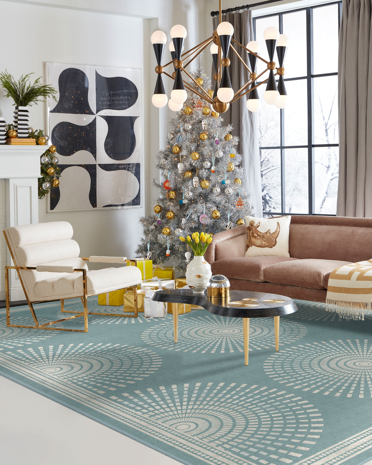 Santorini Blue Flatwoven Rug by Jonathan Adler