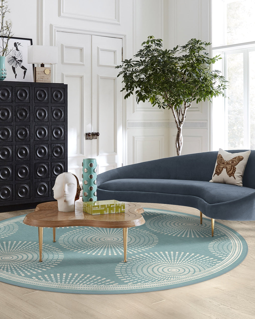 Santorini Blue Flatwoven Rug by Jonathan Adler