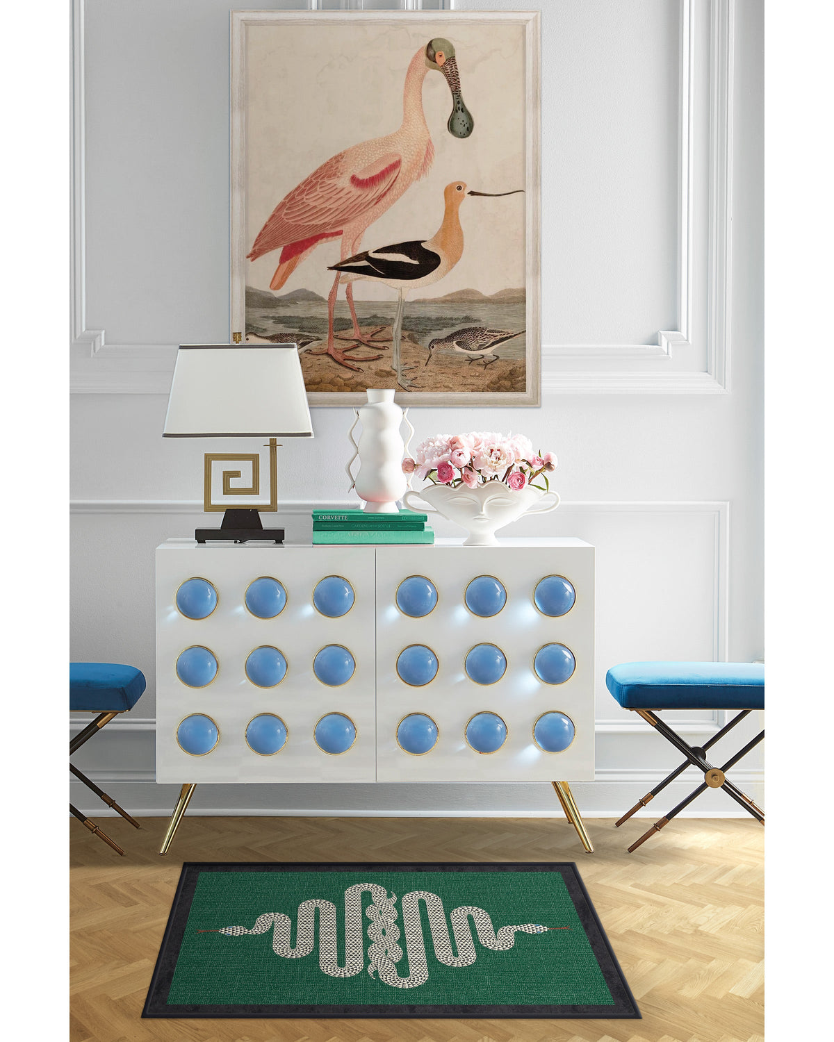 Venom Emerald Flatwoven Rug by Jonathan Adler