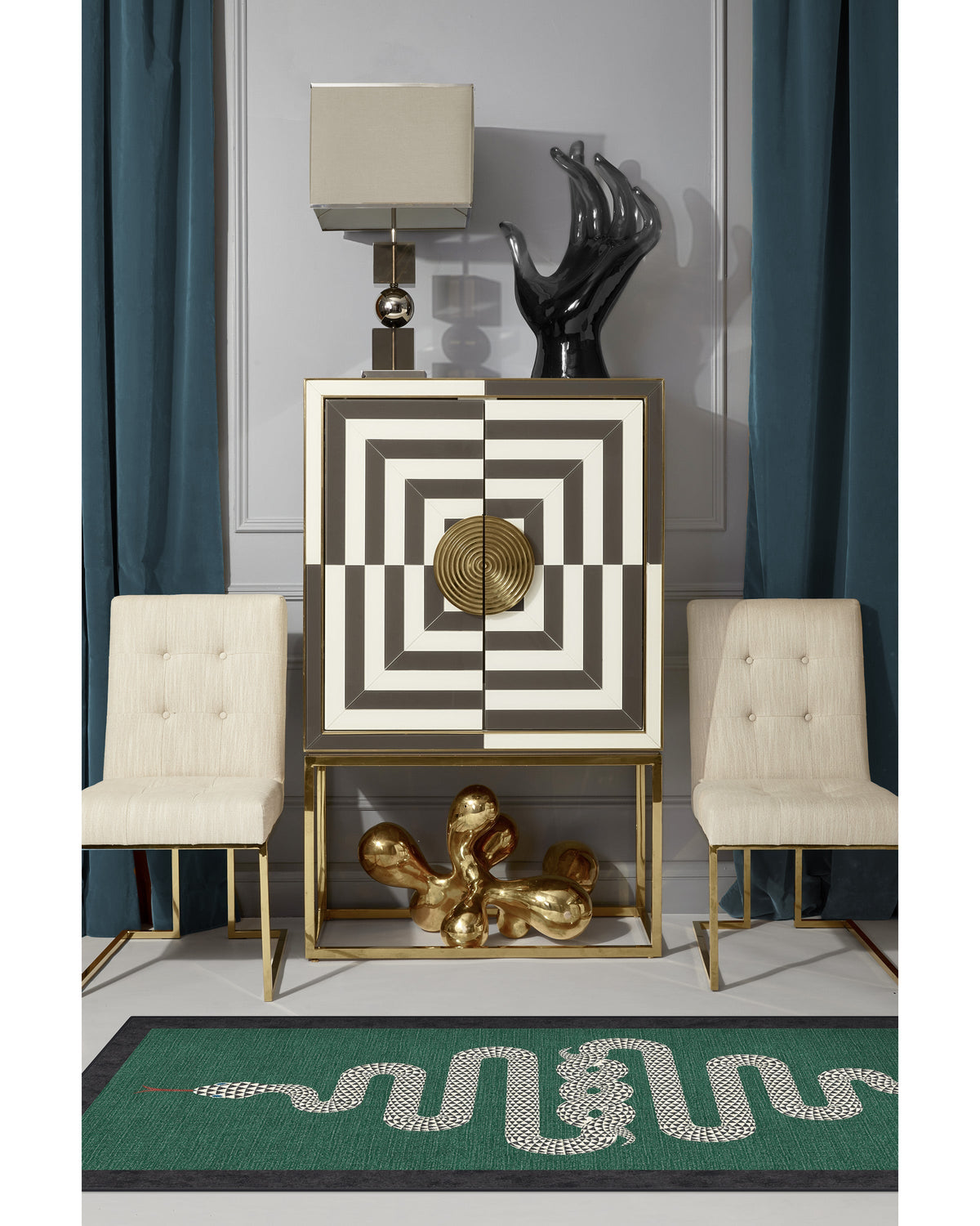 Venom Emerald Flatwoven Rug by Jonathan Adler