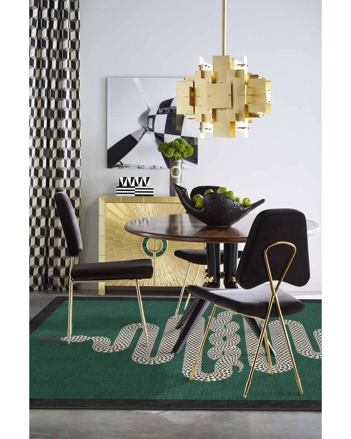 Venom Emerald Flatwoven Rug by Jonathan Adler