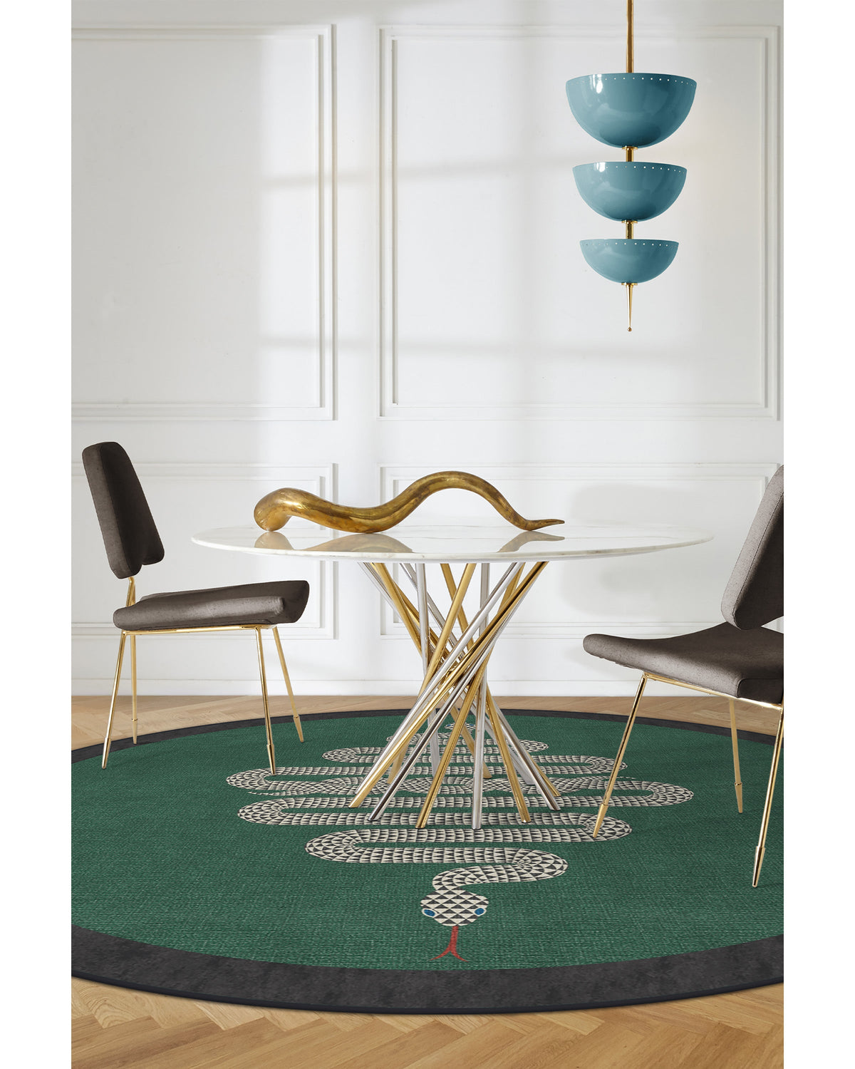 Venom Emerald Flatwoven Rug by Jonathan Adler